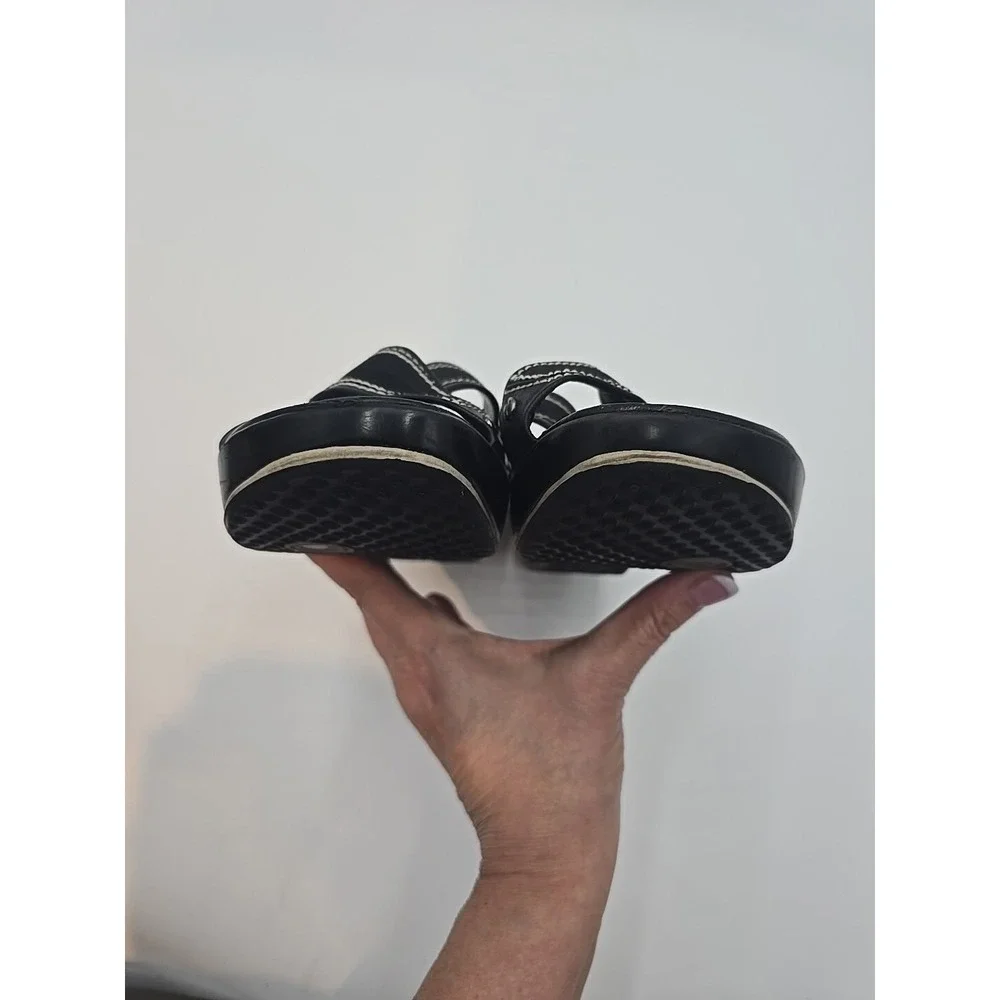 Cole Haan Air Alta High Slide Womens Sz 7B Black Sandals Comfort Wedge Goth Punk